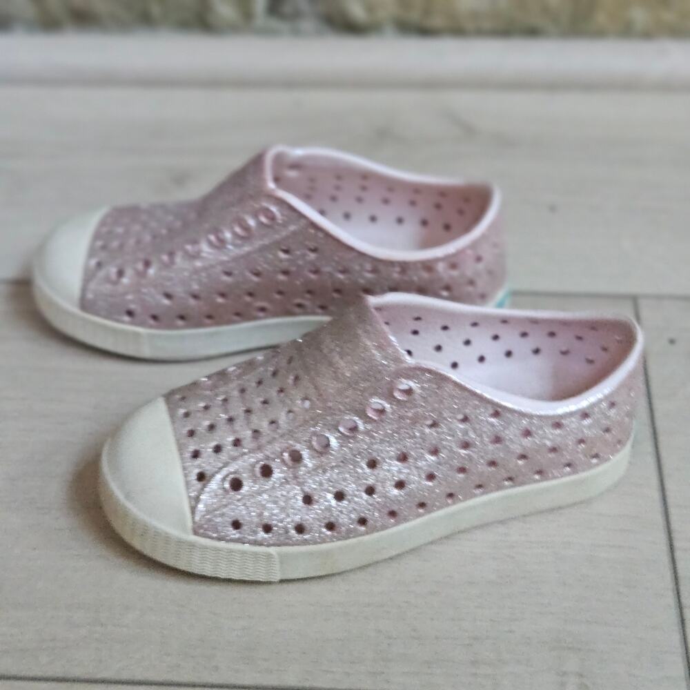 Native Shoes Jefferson Bling Pink Glitter Slip-On Toddler Size C10